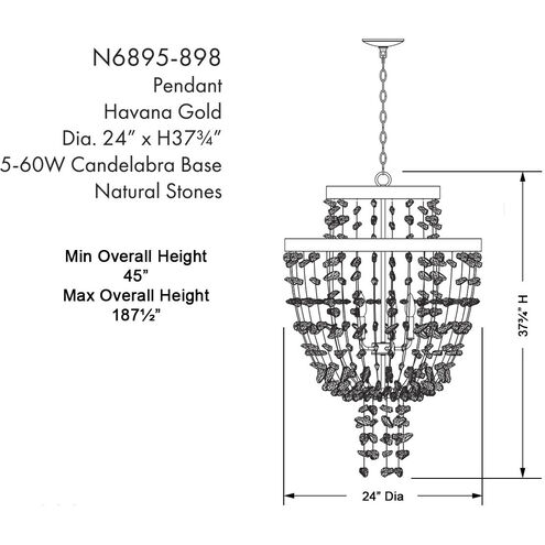 Stonybrook 5 Light 24 inch Havana Gold Pendant Ceiling Light